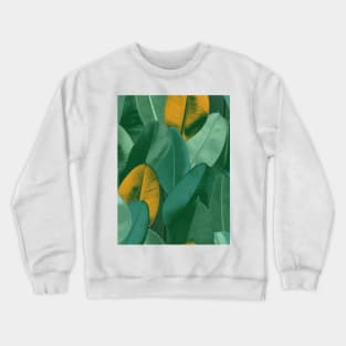 Colorful Ficus leaves seamless pattern. Vibrant summer tropical print. Exotic tropical textural plants Crewneck Sweatshirt